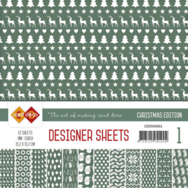CDDSKG001 Designer Sheets 15x15cm - Kerst Groen - Card Deco