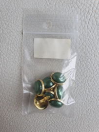 Parelbrad 12mm groen/goud- 7 stuks