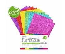 Glitterpapier A5 - Adhesive - 12 vel - Regenboogkleuren