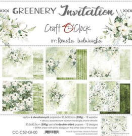Craft O' Clock - Greenery Invitation - Paperpad 30.5 x 30.5 cm - PAKKETPOST!
