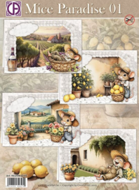 RE2530-0185 Mice Paradise 01 Kaartenpakket voor 4 kaarten