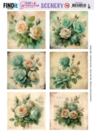 BBSC10046 Push-Out Scenery - Berries Beauties - Blue Roses - Square