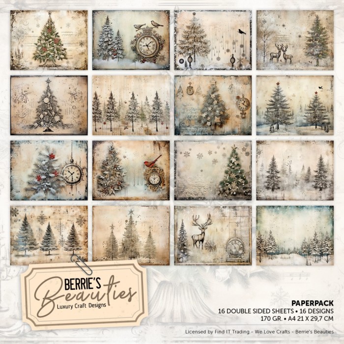 BBPPA410017 Paperpack - Berries Beauties - Christmas Trees - A4