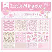 CR85687 Little Birdie Little Miracle Cardstock Pack 6"X6" 24/Pkg Baby Girl