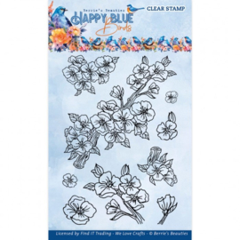 BBCS10002 Clear Stamps - Berries Beauties - Happy Blue Birds - Floral Branch