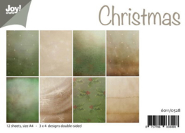 6011-0528 Papierset A4 - Kerst achtergrond - Joy Crafts