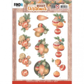 SB10776 - 3D Push-Out - Jeanine's Art - Wooden Christmas - Orange Baubles