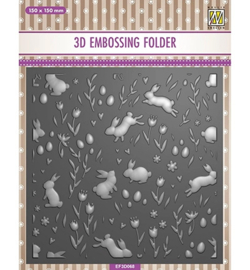 EF3D068 3D Embossingfolder - Background Rabbits and Tulips
