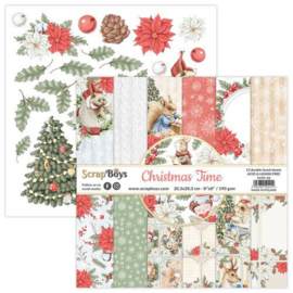 ScrapBoys Christmas Time paperpad 12 vl+cut out elements-DZ CHTI-10 190gr 20,3x20,3cm