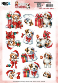 CD12383 3D Cutting Sheet - Berries Beauties - A Very Furry Christmas - Puppy