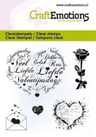 130501/5064 CraftEmotions clearstamps 6x7cm - Valentijn - harten, brief - NL