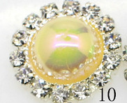 Rhinestone met parel 18mm - Creme AB - per stuk