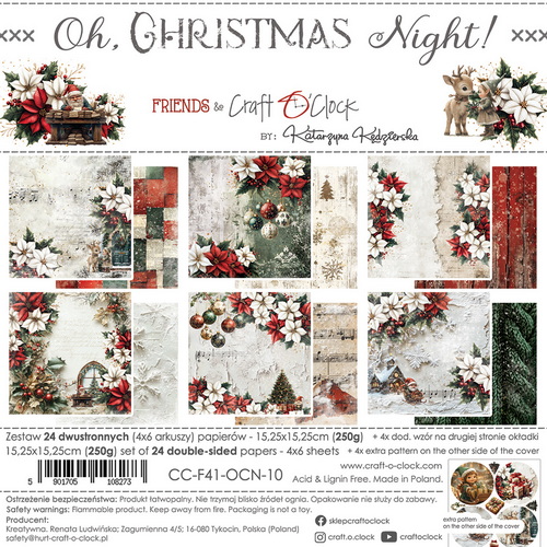 CC-F41-OCN-10 Craft O Clock Set of Papers 15x15 cm Oh Christmas Night