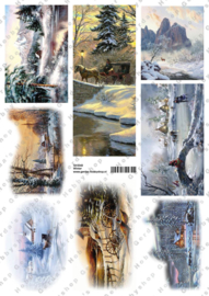 GH3343 Vintage vel - Winterlandschap (9 plaatjes - Gerda's Hobbyshop