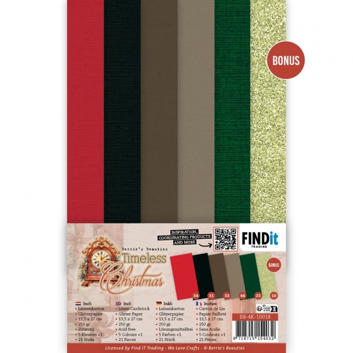 BB-4K-10018 Linen Cardstock Pack - Berries Beauties - Timeless Christmas - 4K