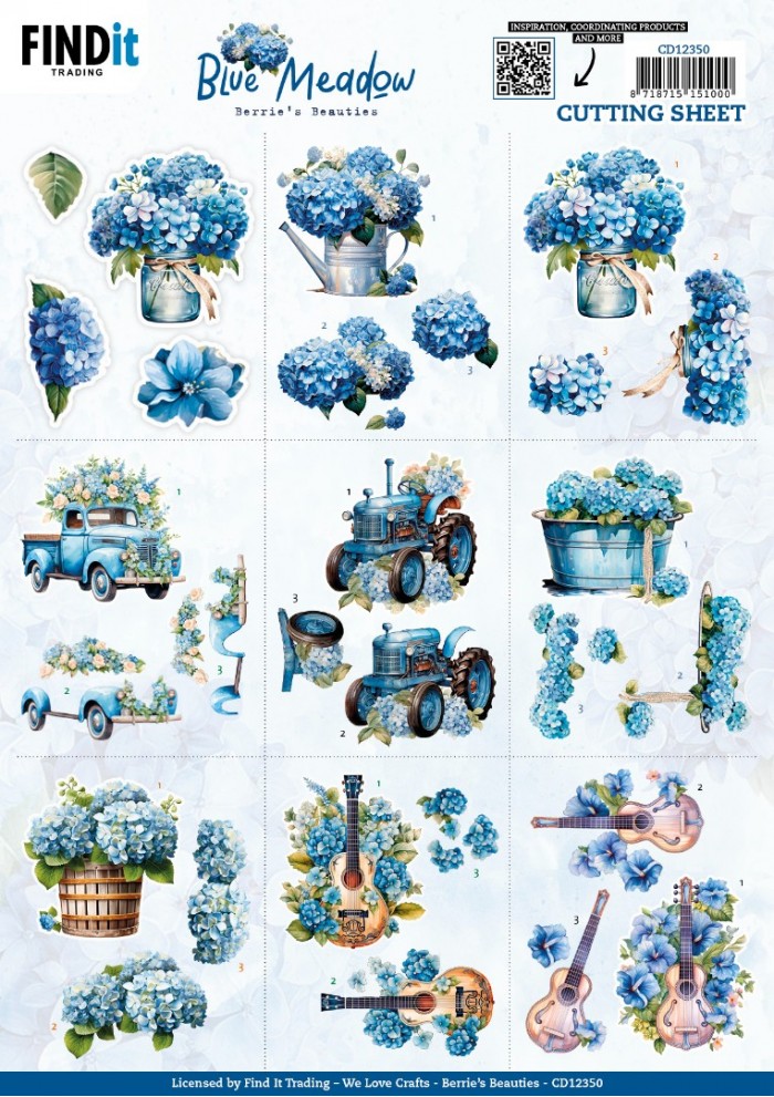 CD12350 3D Cutting Sheet - Berries Beauties - Blue Meadow - Mini