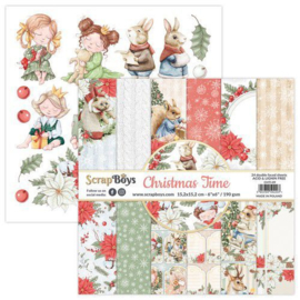 ScrapBoys Christmas Time paperpad 24 vl+cut out elements-DZ CHTI-09 190gr 15,2cmx15,2cm