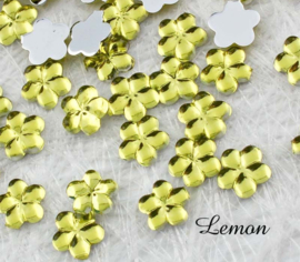 4mm strass bloemetjes - 25 stuks - Lemon
