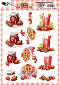 CD12342 3D Cutting Sheet - Berries Beauties - Sweet Strawberries - Strawberry Pie