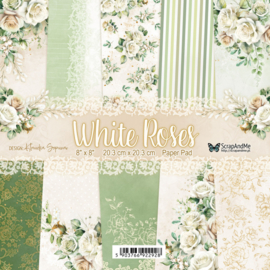 Paperpad 20,5x20,5cm White Roses - Scrap and Me