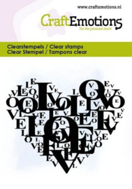 130501/5072 CraftEmotions clearstamps 6x7cm - Hart vol tekst love