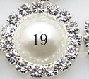 Rhinestone met parel 15mm - Wit - per stuk