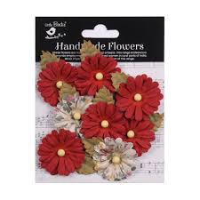 CR94357 Little Birdie Valerie Paper Flowers 8/Pkg Cardinal Red