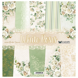 Paperpad 30,5x30,5cm White Roses - Scrap and Me - PAKKETPOST!!!