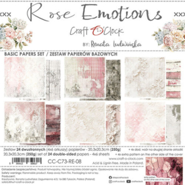 CC-C73-RE-08 Craft O Clock Basic Paper Pack 20x20 cm Rose Emotions