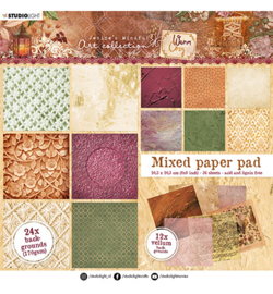 JMA-WAC-MPP09 - JMA Mixed Paper Pad Backgrounds - 24x paper, 12x vellum Warm & Cozy nr.09