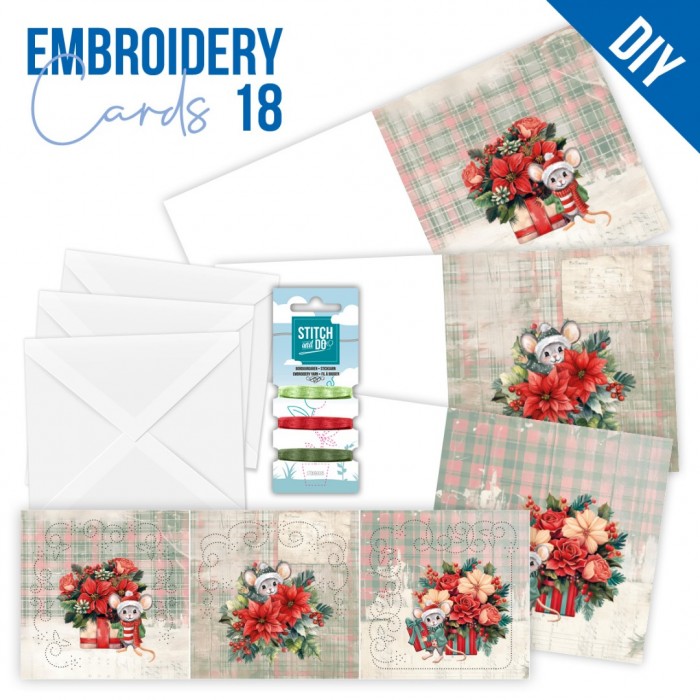 STDOPP018 Stitch and Do Cards 18 - Yvonne Creations - Floral Christmas