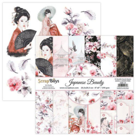 ScrapBoys Japanese Beauty paperpad 12 vl+cut out elements-DZ JABE-10 190gr 20,3x20,3cm