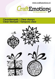 130501/5054 CraftEmotions clearstamps 6x7cm - Kerstballen, cadeau, sterren