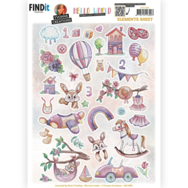 CD11905 3D Cutting Sheets - Yvonne Creations - Hello World - Small Elements B