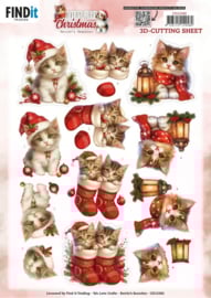 CD12382 3D Cutting Sheet - Berries Beauties - A Very Furry Christmas - Kitten
