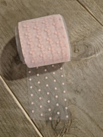 Tule 6cm breed - Zalm met stip - per meter