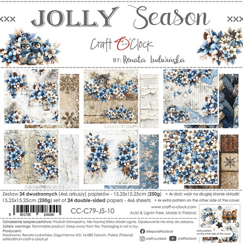 CC-C79-JS-10 Craft O Clock Set of Papers 15x15 cm Jolly Season