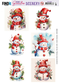 BBSC10066 Scenery Push out - Berries Beauties - Snowmen - Square