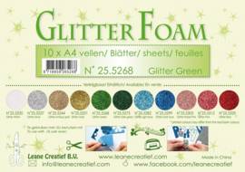 25.5268 Glitter foam sheets A4 Glitter Green - per vel