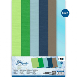 BB-A4-10015 Linen Cardstock Pack - Berries Beauties - Blue Meadow - A4