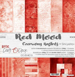 CC-ZD-BC13 Paper Collection Set 12"*12" Basic 13 - Red Mood, 250 gsm (6 double-sided sheets, 12 designs, bonus design 30,5x30,5 cm on the cover) PAKKETPOST!