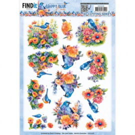 CD12125 3D Cutting Sheets - Berries Beauties - Happy Blue Birds - Colourful Birds