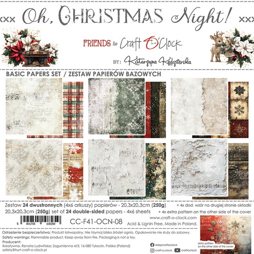 CC-F41-OCN-08 Craft O Clock Basic Paper Pack 20x20 cm Oh Christmas Night