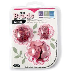 42059-0 Glitter brads 3 verschillende maten - Roze - 42 stuks - We R Memory Keepers