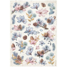 DFSA4974 Stamperia - Create Happiness - Dewdrops - A4 Rice Paper - Pinecones and Flowers