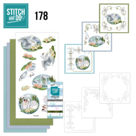 Stitch and Do 178 -  Zwanen - set voor 3 borduurkaarten