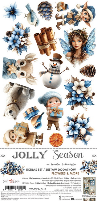 CC-C79-JS-11 Craft O Clock Extras Set Flowers 15x30 cm Jolly Season