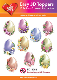 Hc11782 Easter egg with flower - Easy 3D Toppers met glitter - 10 stukw