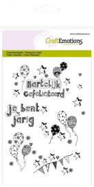 130501/1261 Clearstempel - Jarig Ballonnen Handlettering NL