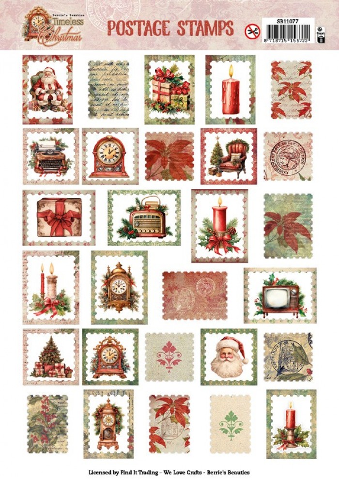 SB11077 Berries Beauties - Timeless Christmas - Push Out Postage Stamp